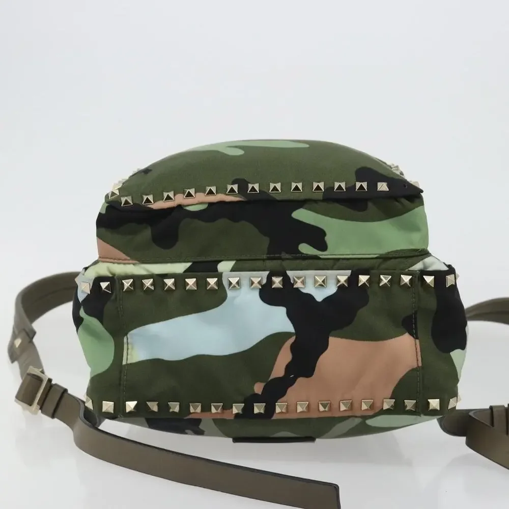 Valentino Nylon Khaki Gold Camouflage Backpack Green